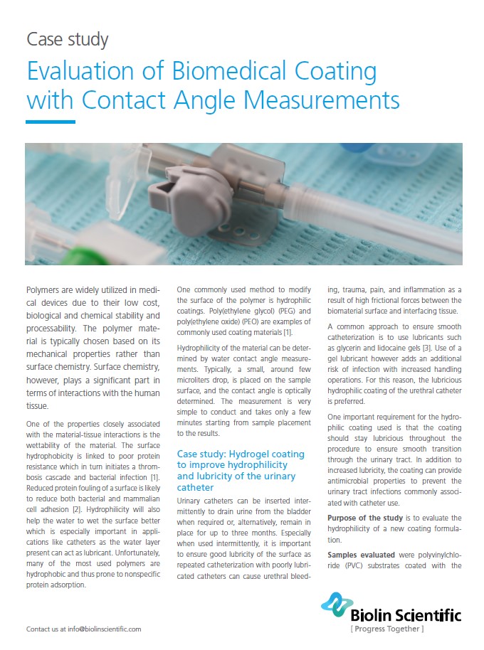 CS: Evaluation of biomedical coating | Case study | Biolin Scientific